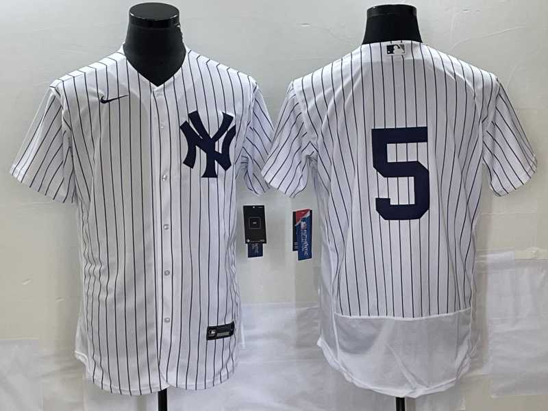 Mens New York Yankees #5 Joe DiMaggio White Flex Base Stitched Baseball Jersey->new york yankees->MLB Jersey